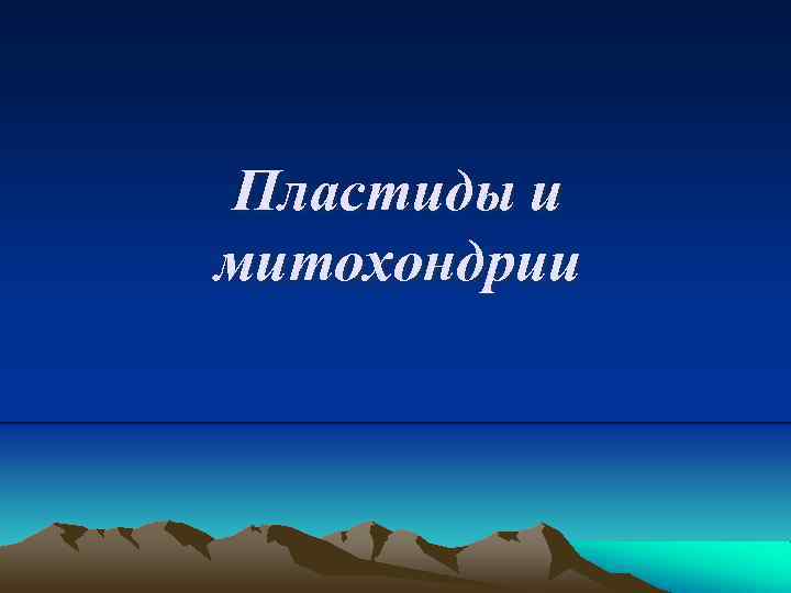 Пластиды и митохондрии 