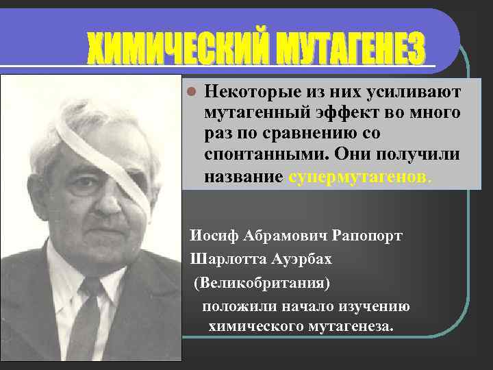 l Некоторые из них усиливают мутагенный эффект во много раз по сравнению со спонтанными.