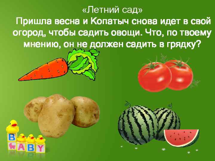  «Летний сад» Пришла весна и Копатыч снова идет в свой огород, чтобы садить
