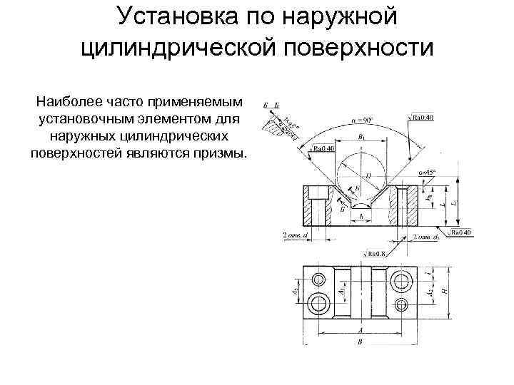 Установка по наружной цилиндрической поверхности Наиболее часто применяемым установочным элементом для наружных цилиндрических поверхностей
