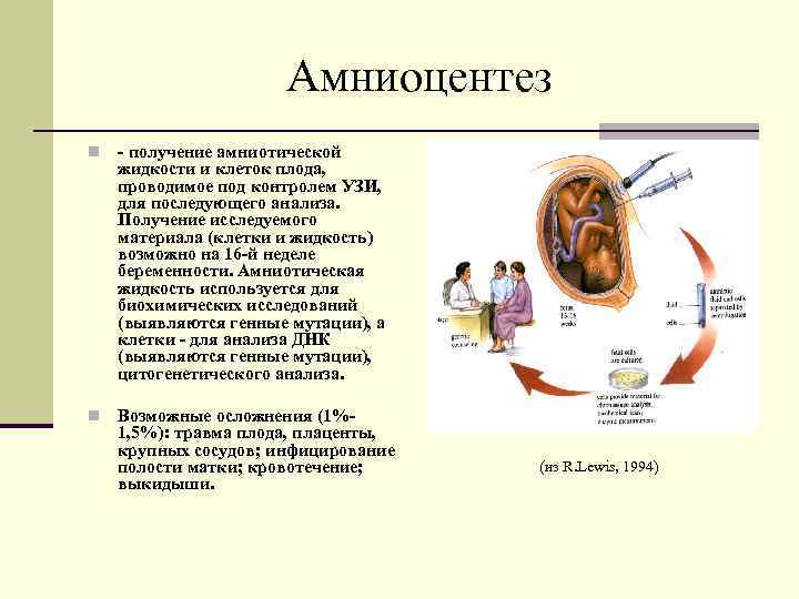 Амниоцентез n - получение амниотической жидкости и клеток плода, проводимое под контролем УЗИ, для