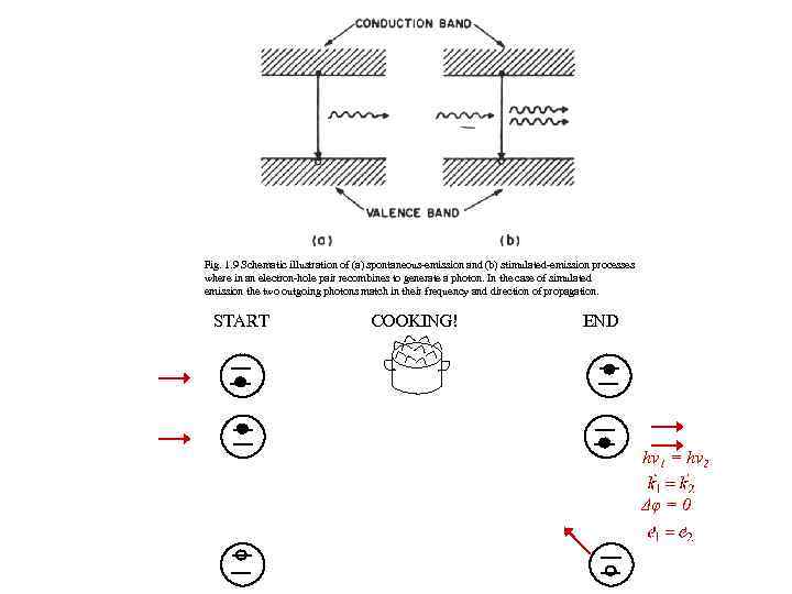 Fig. 1. 9 Schematic illustration of (a) spontaneous-emission and (b) stimulated-emission processes where in