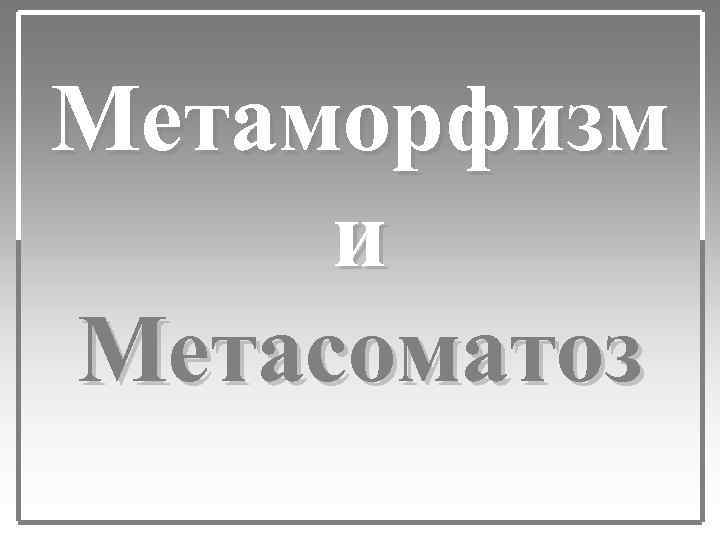 Метаморфизм и Метасоматоз 