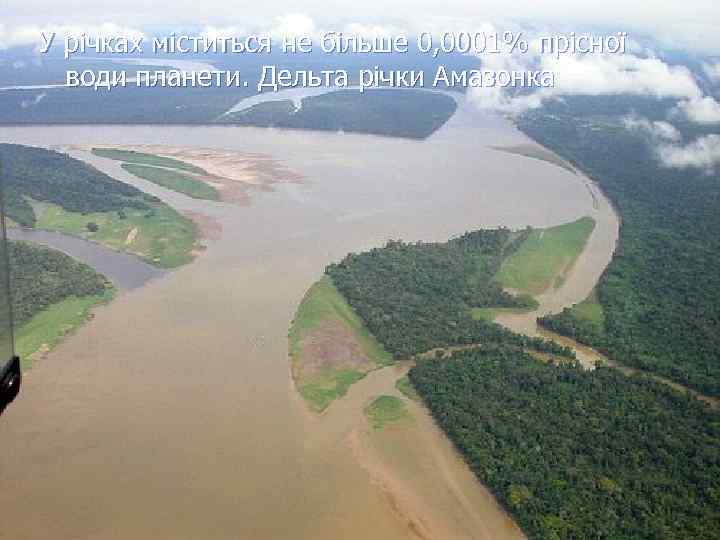 У річках міститься не більше 0, 0001% прісної води планети. Дельта річки Амазонка 