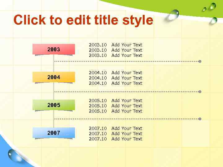 Click to edit title style 2003. 10 Add Your Text 2004. 10 Add Your
