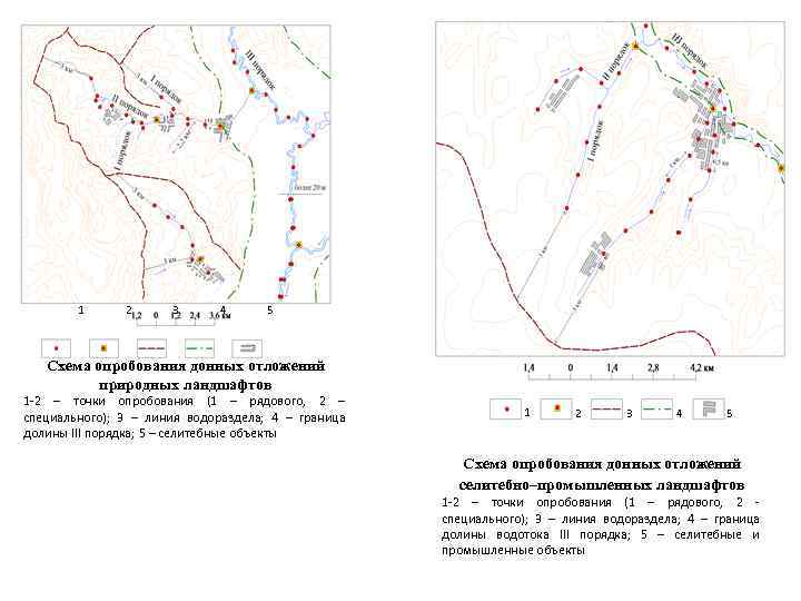 1 2 3 4 5 Схема опробования донных отложений природных ландшафтов 1 -2 –