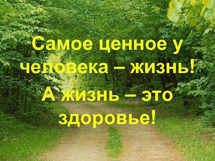 Самое ценное у человека – жизнь! А жизнь – это здоровье! 
