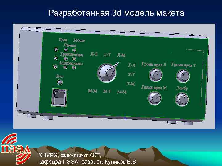 Разработанная 3 d модель макета ХНУРЭ, факультет АКТ, кафедра ПЭЭА, разр. ст. Куликов Е.