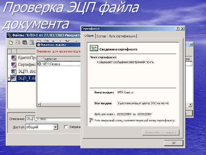Проверка ЭЦП файла документа 