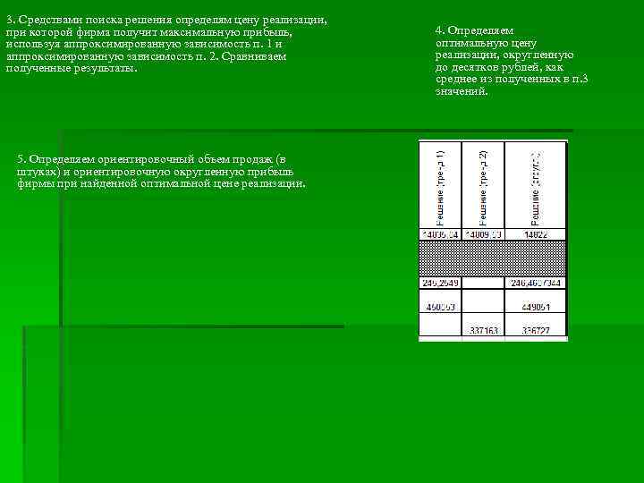 3. Средствами поиска решения определям цену реализации, при которой фирма получит максимальную прибыль, используя