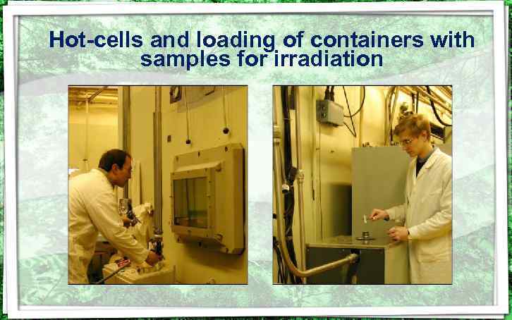 Hot-cells and loading of containers with samples for irradiation 