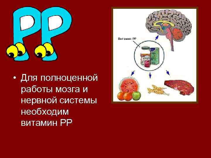  • Для полноценной работы мозга и нервной системы необходим витамин РР 