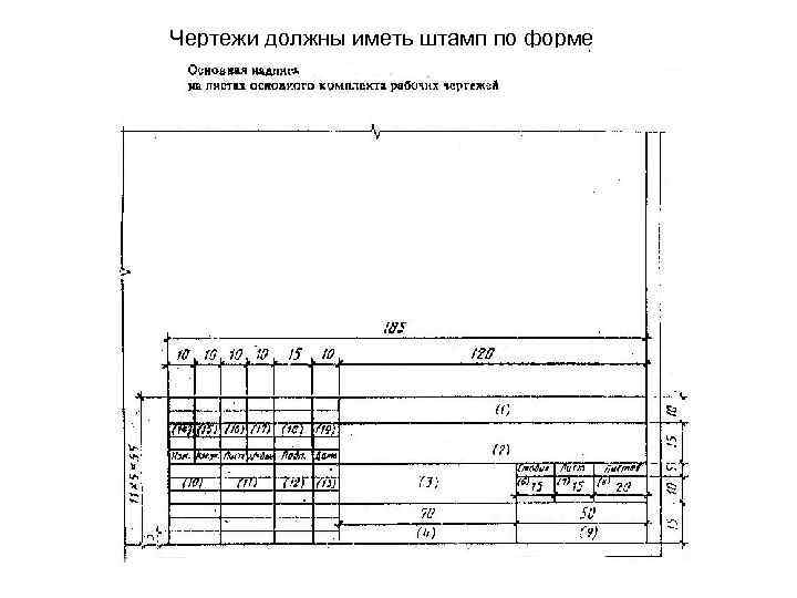  Чертежи должны иметь штамп по форме 