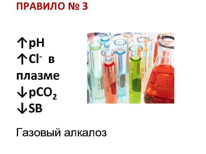 ПРАВИЛО № 3 ↑p. H - в ↑Сl плазме ↓p. СО 2 ↓SB Газовый