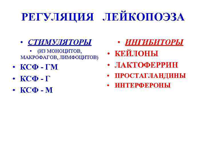 РЕГУЛЯЦИЯ ЛЕЙКОПОЭЗА • СТИМУЛЯТОРЫ • (ИЗ МОНОЦИТОВ, МАКРОФАГОВ, ЛИМФОЦИТОВ) • КСФ - ГМ •