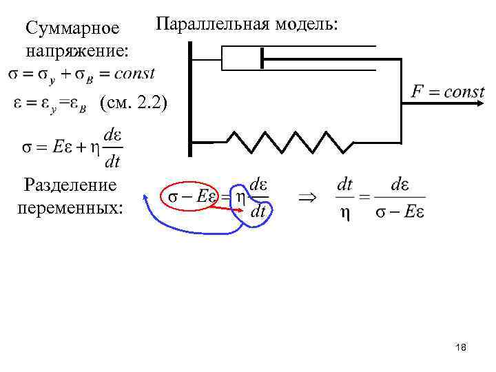 Суммарное напряжение: Параллельная модель: (см. 2. 2) Разделение переменных: 18 