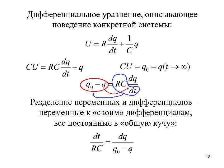 Дифференциальное уравнение, описывающее поведение конкретной системы: Разделение переменных и дифференциалов – переменные к «своим»