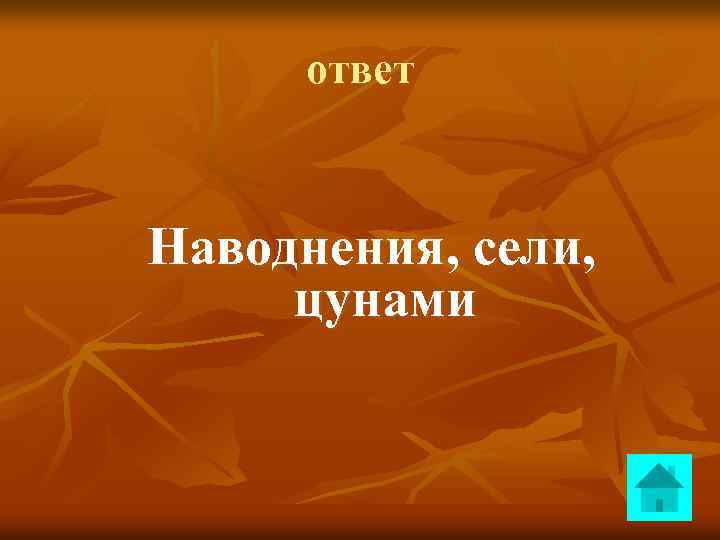 ответ Наводнения, сели, цунами 