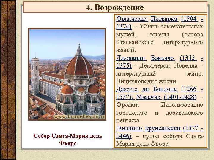 Вопросы по европе. Франческо Петрарка декамерон. Джотто таблиц достижений. Возрождения 4. Таблица высокое Возрождение 7 класс история Филиппо Брунеллески.