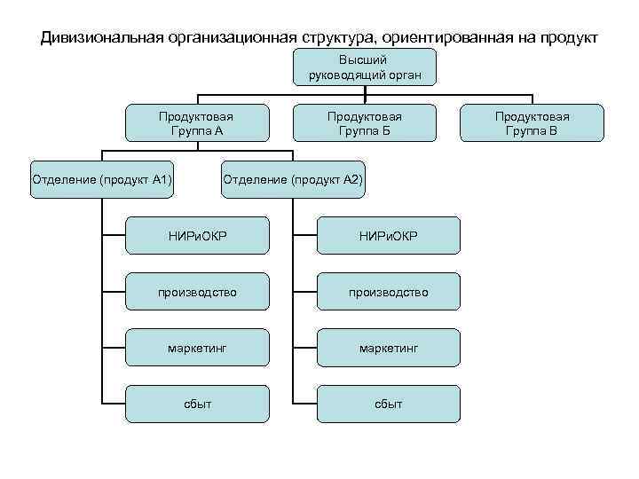 Дивизиональная структура управления проектом ориентирована на