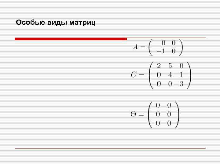 Особые виды матриц 