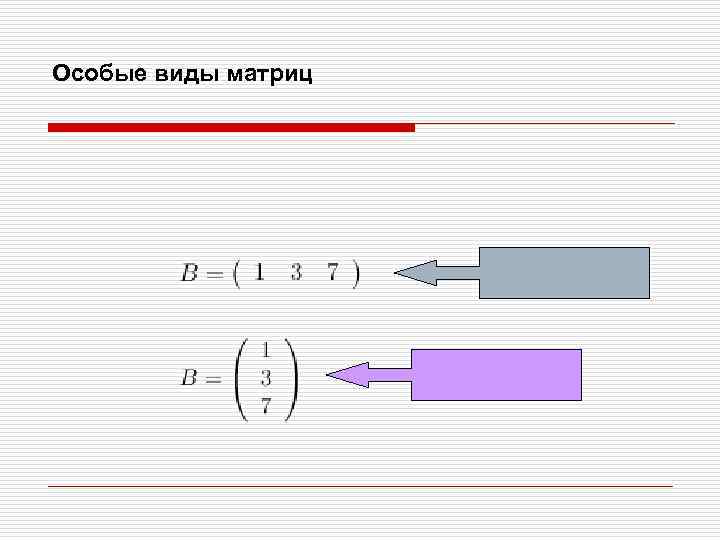 Особые виды матриц 