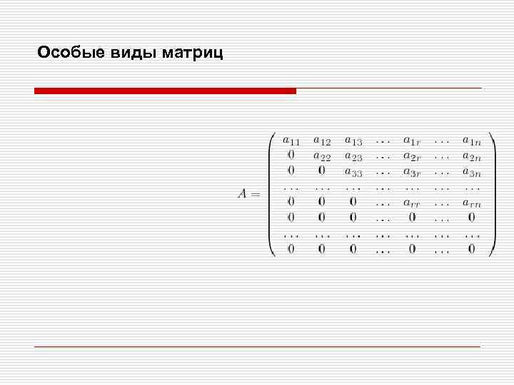 Особые виды матриц 