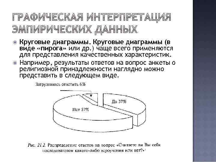  Круговые диаграммы (в виде «пирога» или др. ) чаще всего применяются для представления