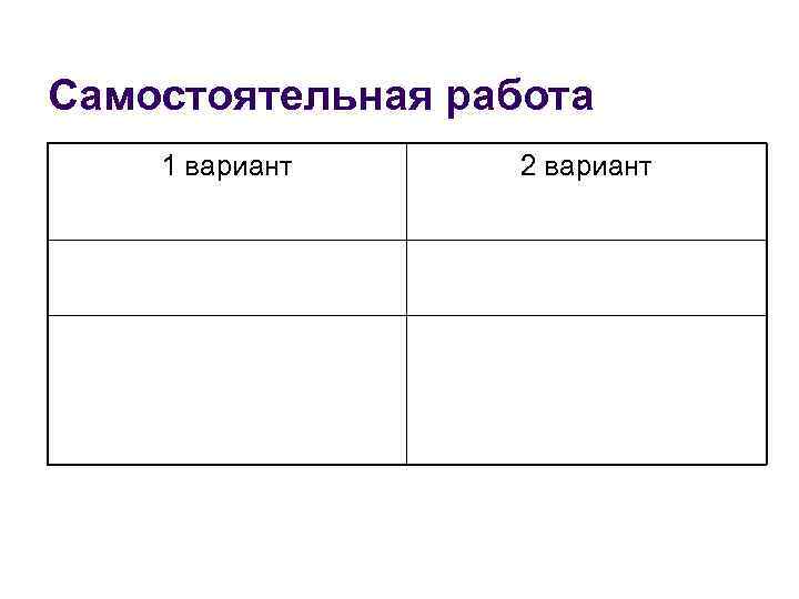 Самостоятельная работа 1 вариант 2 вариант 