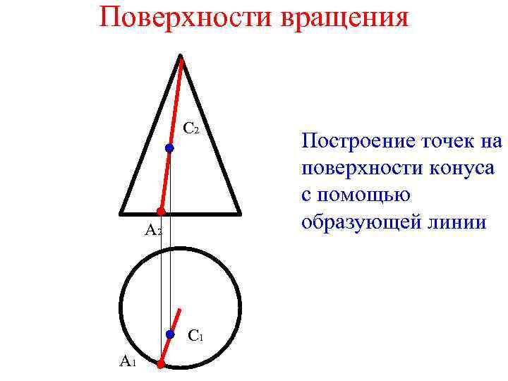 Поверхности вращения С 2 А 2 С 1 А 1 Построение точек на поверхности