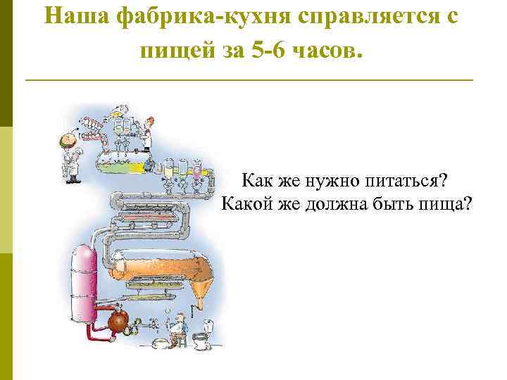 Наша фабрика-кухня справляется с пищей за 5 -6 часов. Как же нужно питаться? Какой