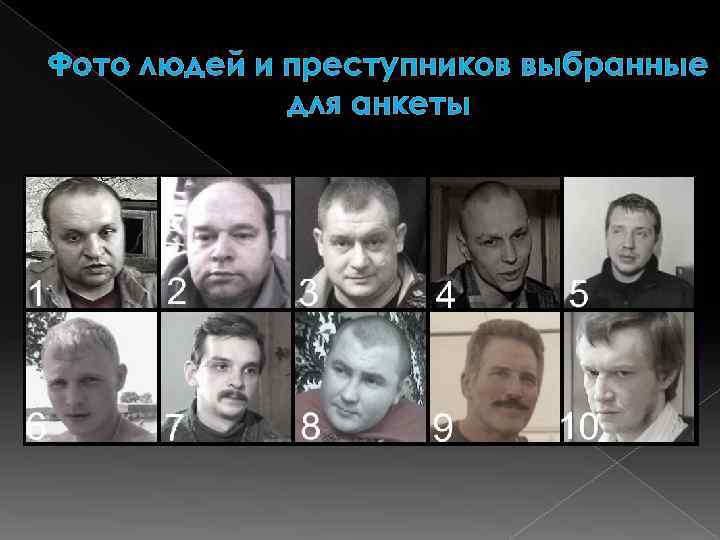 Фото людей и преступников выбранные для анкеты 