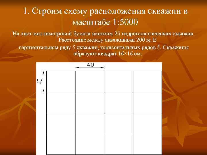 1. Строим схему расположения скважин в масштабе 1: 5000 На лист миллиметровой бумаги наносим