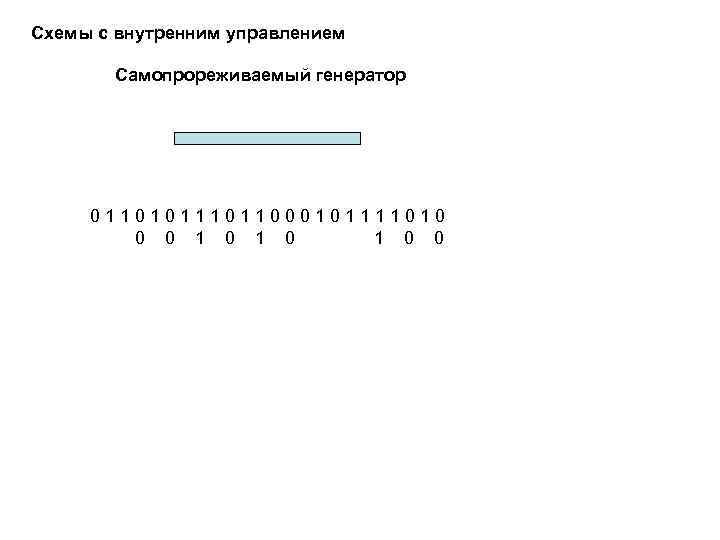Схемы с внутренним управлением Самопрореживаемый генератор 0 1 1 1 0 0 0 1