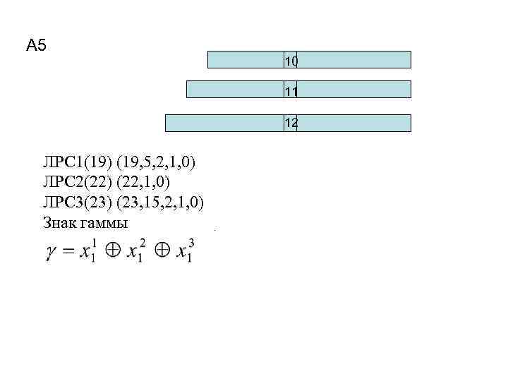 A 5 10 11 12 ЛРС 1(19) (19, 5, 2, 1, 0) ЛРС 2(22)