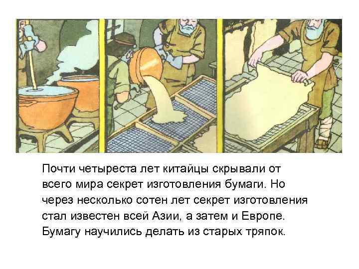 Почти четыреста лет китайцы скрывали от всего мира секрет изготовления бумаги. Но через несколько