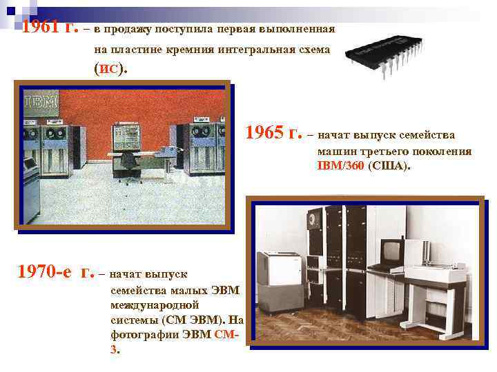 Год поступления в продажу первой интегральной схемы выполненной на пластине кремния