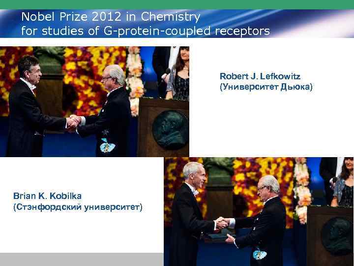 Nobel Prize 2012 in Chemistry for studies of G-protein-coupled receptors Robert J. Lefkowitz (Университет