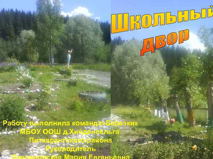 Работу выполнила команда» Березки» МБОУ ООШ д. Хийденсельга Питкярантского района Руководитель 