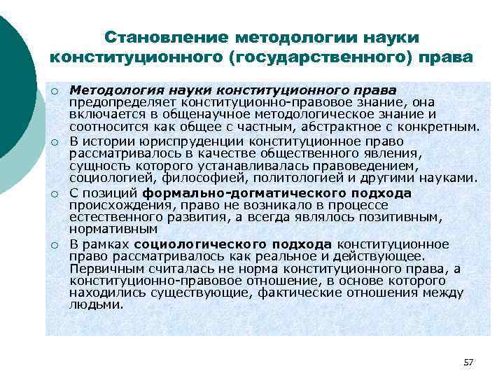 Становление методологии науки конституционного (государственного) права ¡ ¡ Методология науки конституционного права предопределяет конституционно-правовое