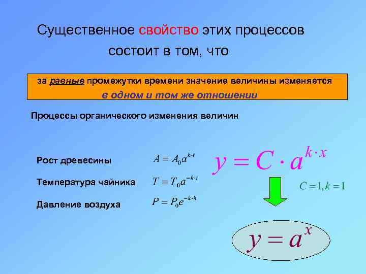 Существенное свойство этих процессов состоит в том, что за равные промежутки времени значение величины
