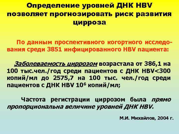 Определение уровней ДНК HBV позволяет прогнозировать риск развития цирроза По данным проспективного когортного исследования