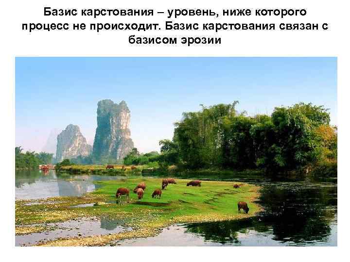 Базис карстования – уровень, ниже которого процесс не происходит. Базис карстования связан с базисом