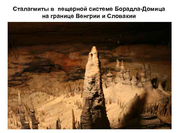 Сталагмиты в пещерной системе Борадла-Домица на границе Венгрии и Словакии 