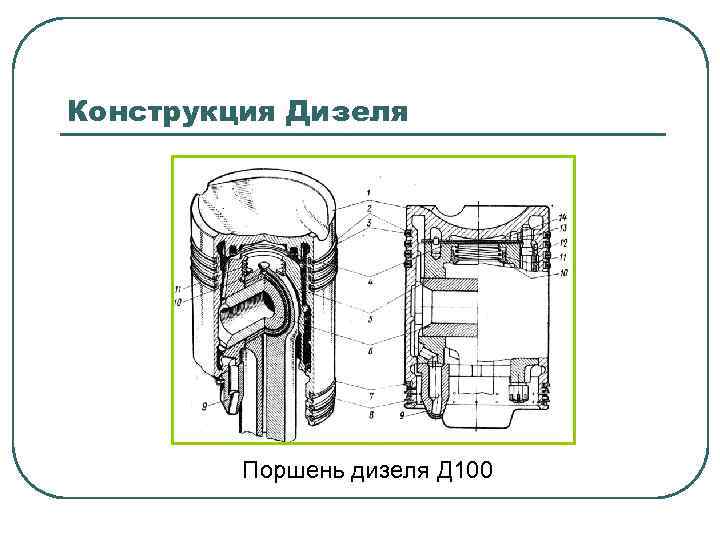 Поршень дизеля 10д100 чертеж