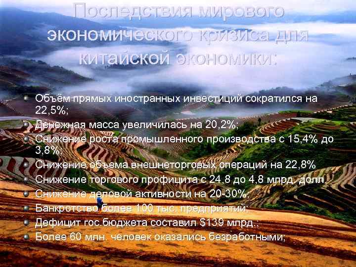 Последствия мирового экономического кризиса для китайской экономики: Объём прямых иностранных инвестиций сократился на 22,