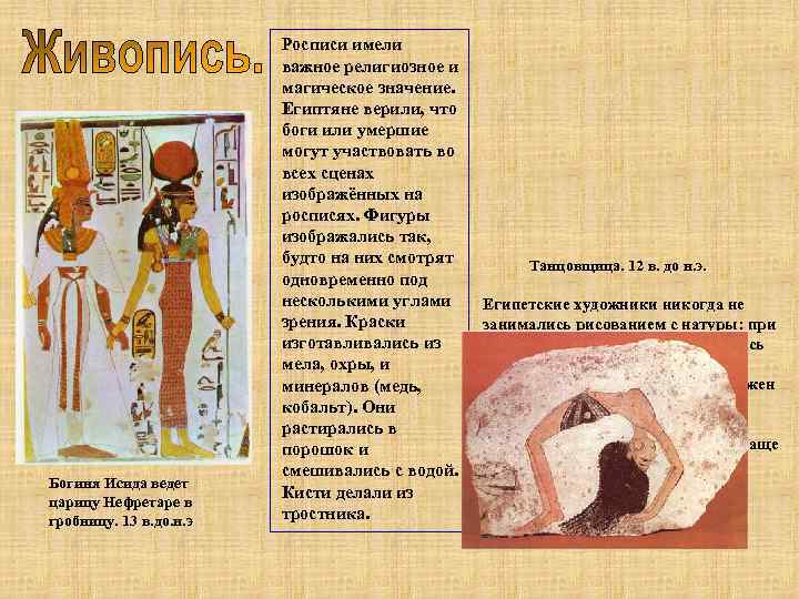 Богиня Исида ведет царицу Нефретаре в гробницу. 13 в. до. н. э Росписи имели