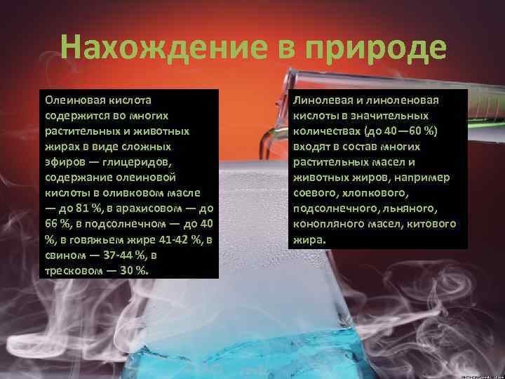 Кислоты в природе. Олеиновая кислота нахождение в природе. Линоленовая кислота в природе. Линолевая кислота в природы. Нахождение в природе линолевой кислоты.