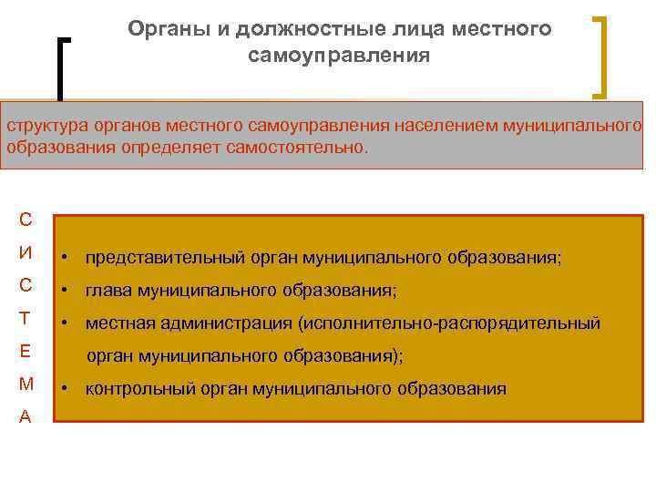 Органы и должностные лица местного самоуправления структура органов местного самоуправления населением муниципального образования определяет