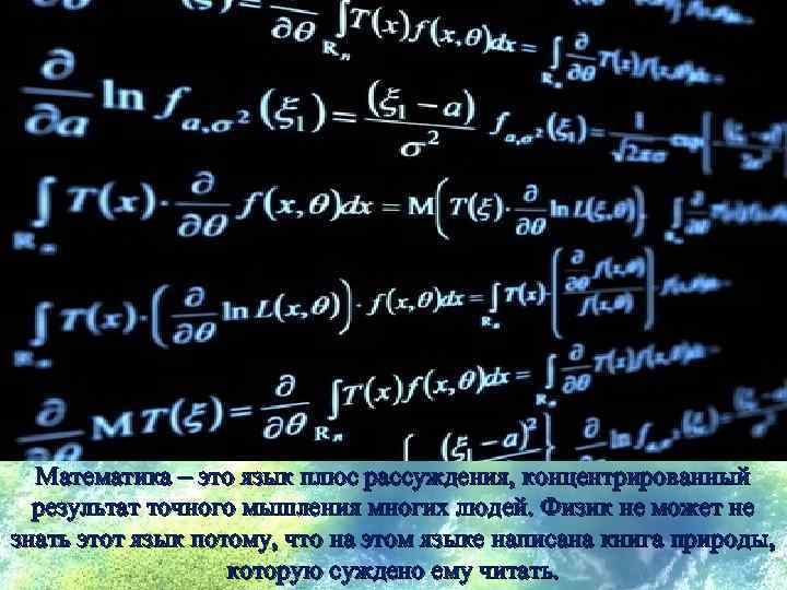 Математика – это язык плюс рассуждения, концентрированный результат точного мышления многих людей. Физик не